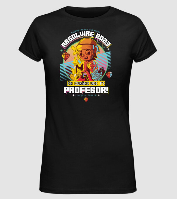 absolvire 2023 profesor model negru pe tricou