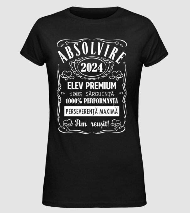 Absolvire Premium model negru pe tricou