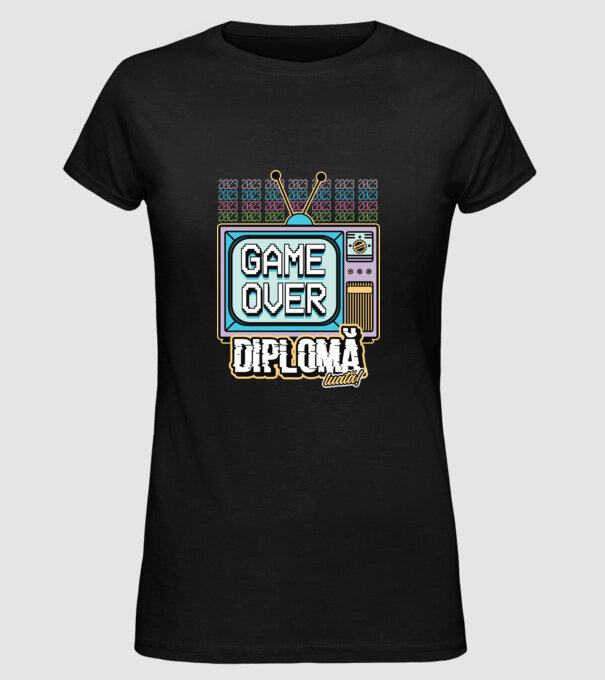 Absolvire retro diplomă model negru pe tricou