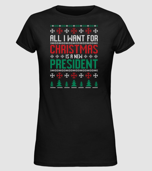 All I want for christmas model negru pe tricou