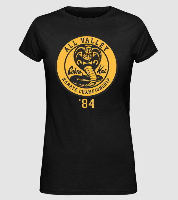 all valley karate cobra kai model negru pe tricou