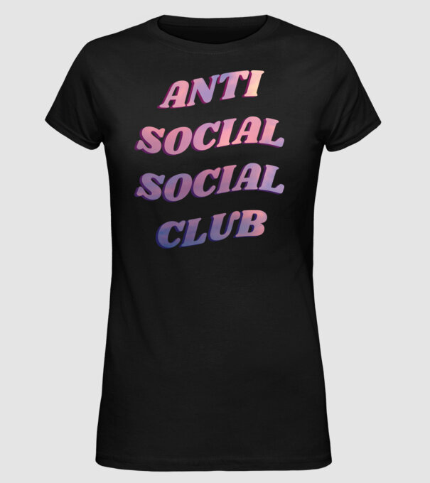Anti social social club pink model negru pe tricou