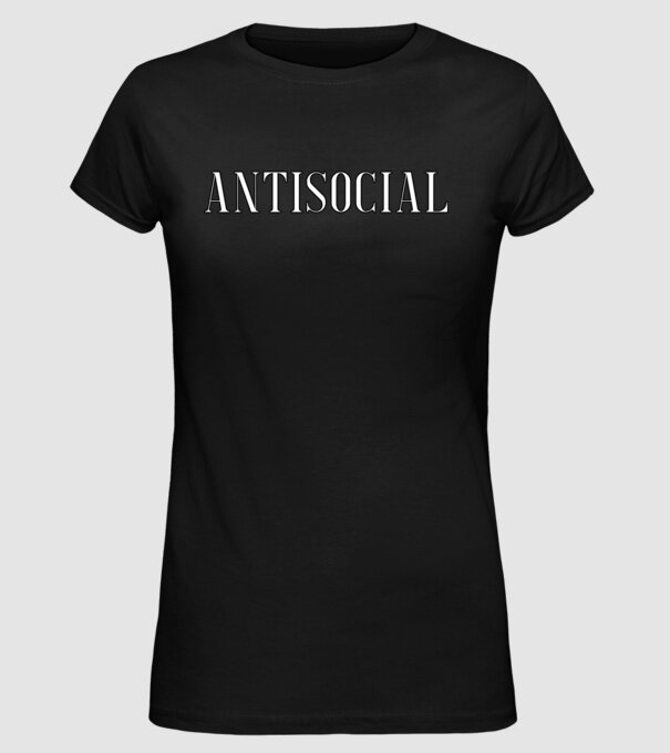 Antisocial model negru pe tricou