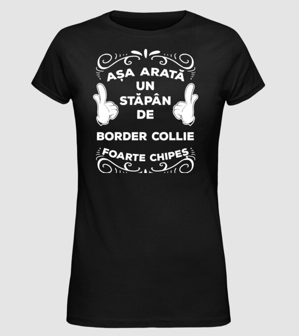 Așa arată un stăpân de Border Collie foarte chipeș model negru pe tricou