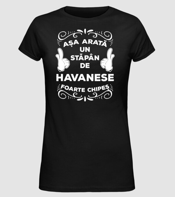 Așa arată un stăpân de Havanese foarte chipeș model negru pe tricou