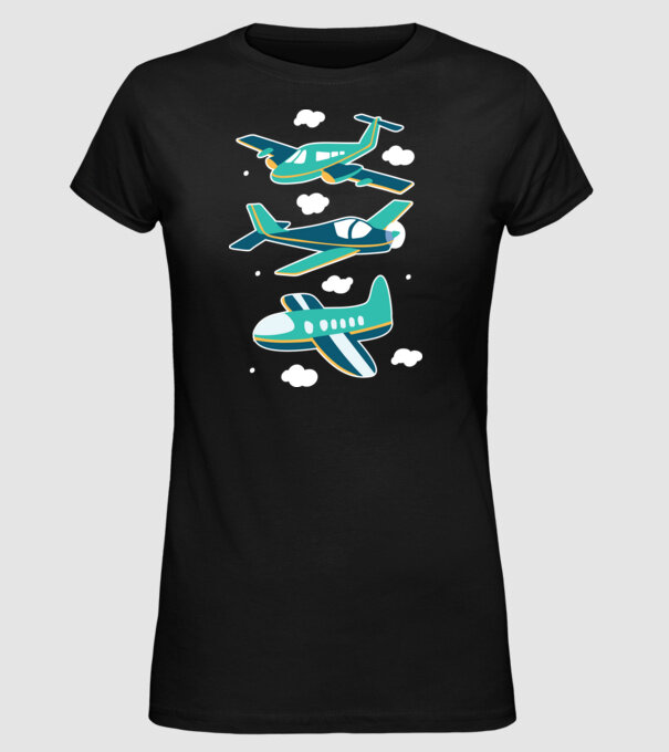 Avioane model negru pe tricou