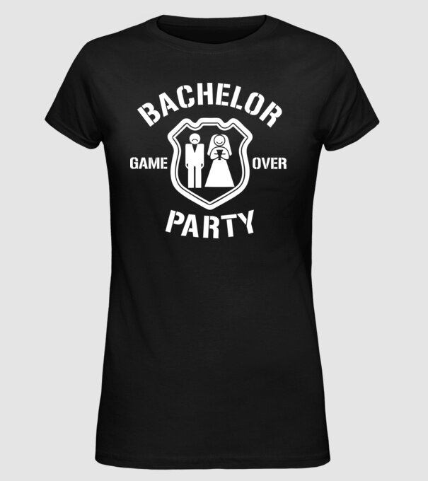 Bachelor Party Game Over model negru pe tricou