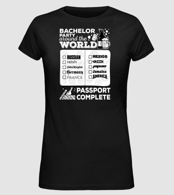 Bachelor Party World tour model negru pe tricou