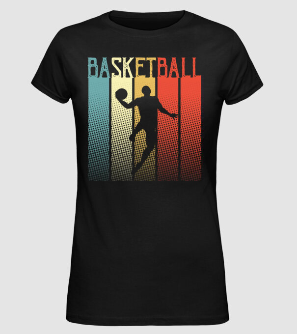 basketball vintage model negru pe tricou
