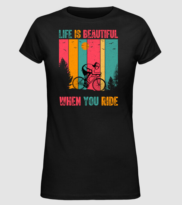 Beautiful ride model negru pe tricou