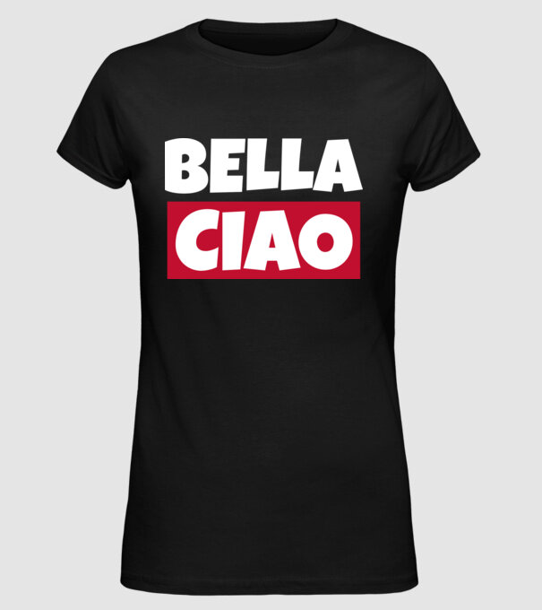 bella ciao logo model negru pe tricou