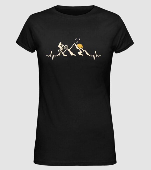 Bike heartbeat model negru pe tricou