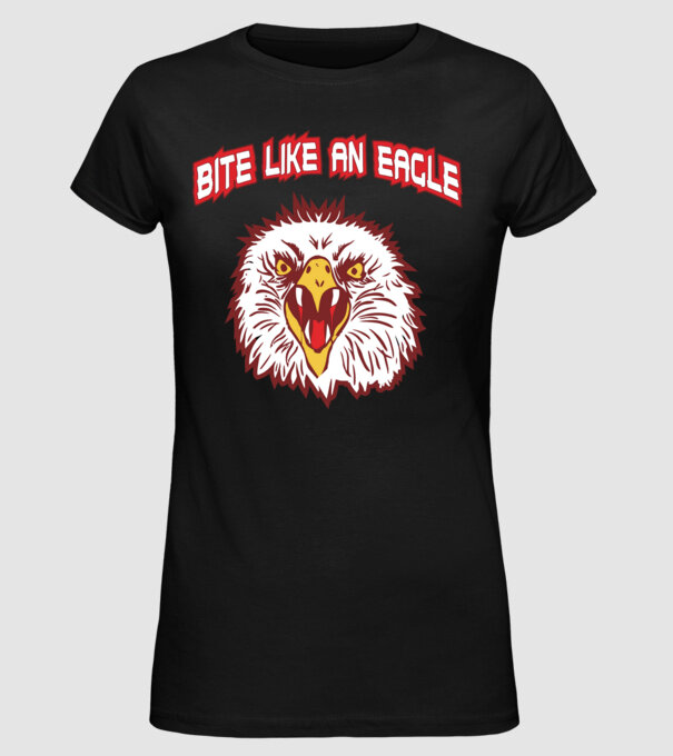 bite like an eagle cobra kai model negru pe tricou