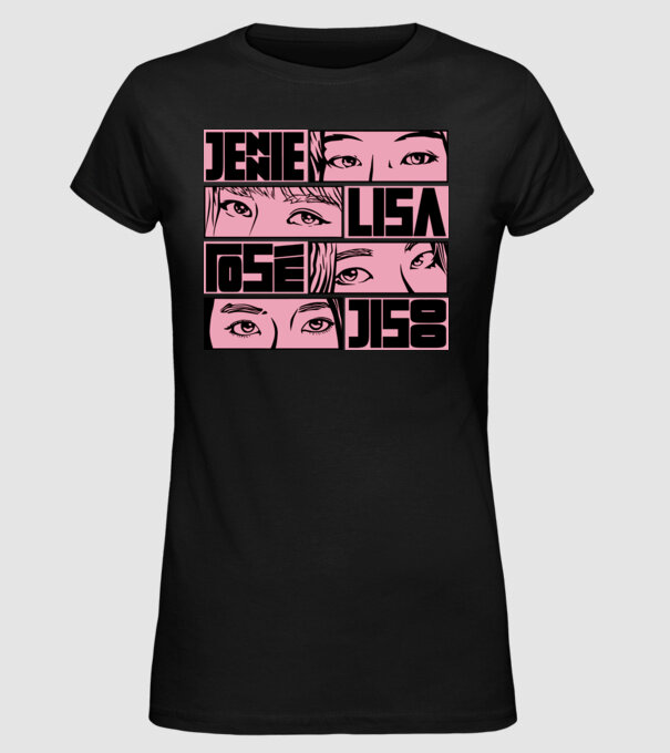 BlackPink manga model negru pe tricou