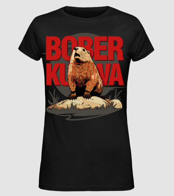 BOBER model negru pe tricou