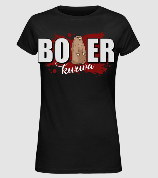 Bober Kurwa model negru pe tricou