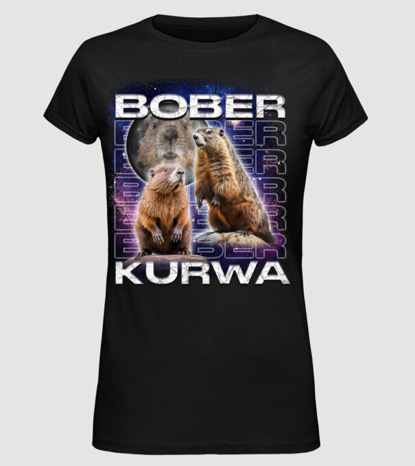Bóber Kurwa universe model negru pe tricou