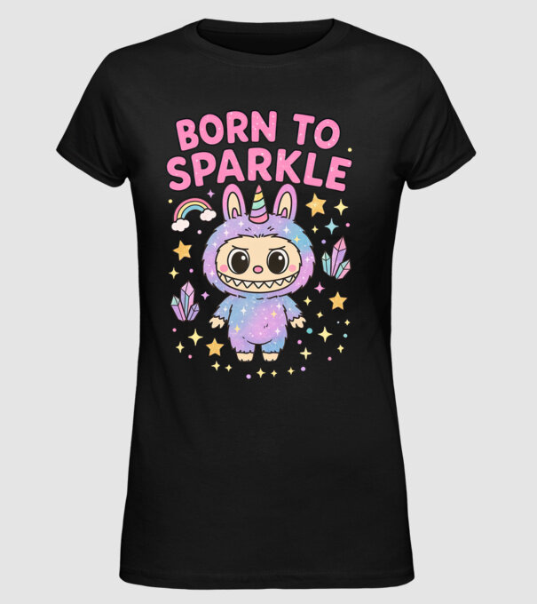 Born to sparkle model negru pe tricou