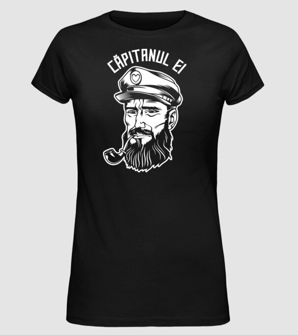 Căpitanul ei model negru pe tricou