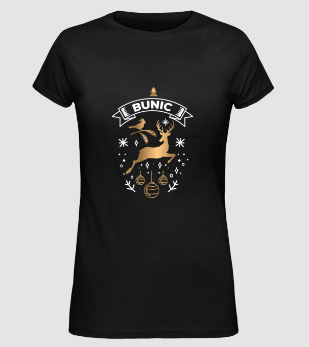bunic christmas model negru pe tricou