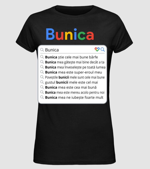 căutare Google Bunica model negru pe tricou