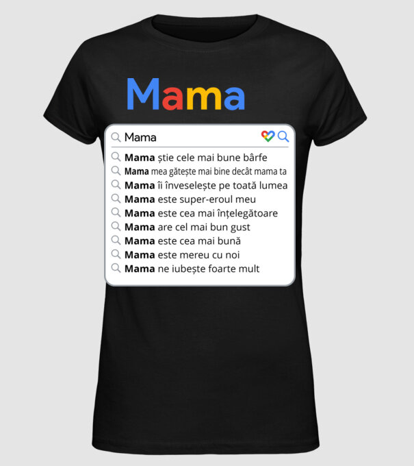 căutare Google Mama model negru pe tricou