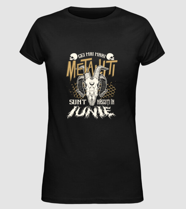 Cei mai mari metaliști sunt născuți în iunie. model negru pe tricou