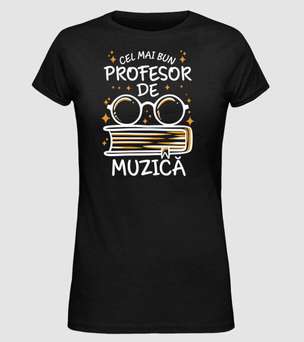 Cel mai bun profesor muzică model negru pe tricou