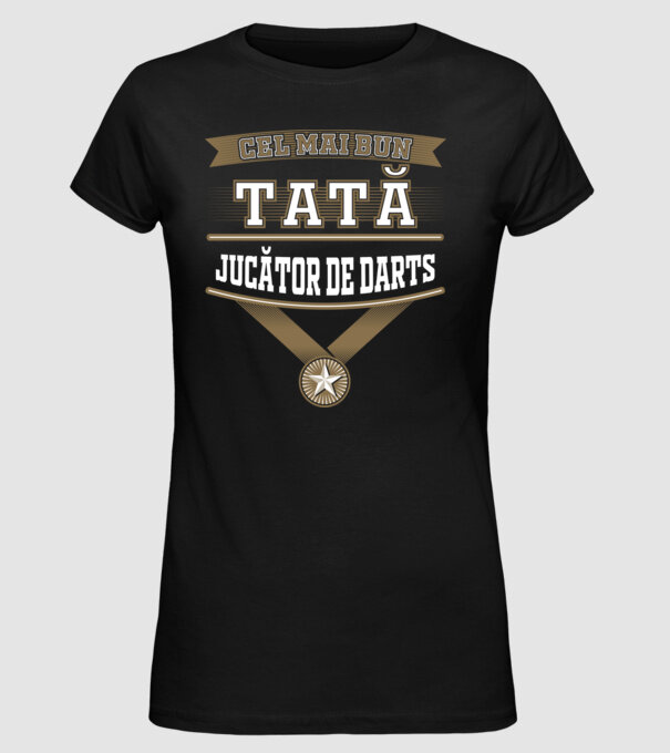 Cel mai bun tată jucător de darts model negru pe tricou