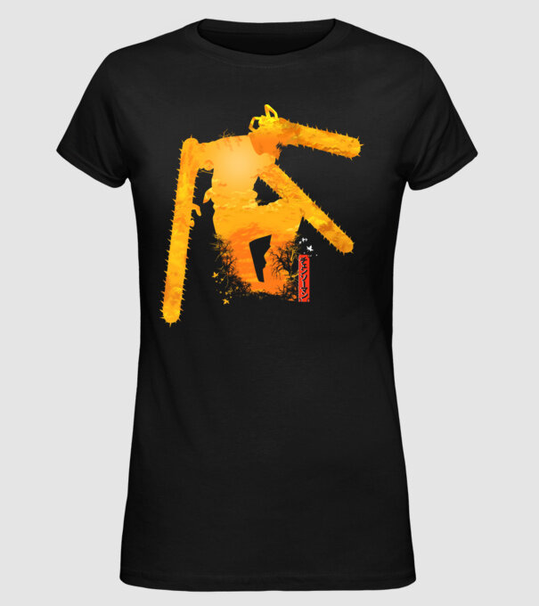 Chainsaw man Denji model negru pe tricou