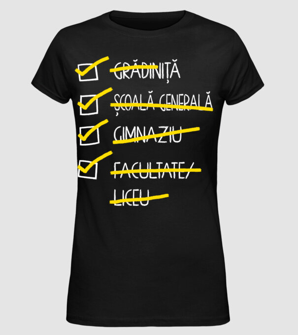 Cheklist educație - Facultate negru model negru pe tricou