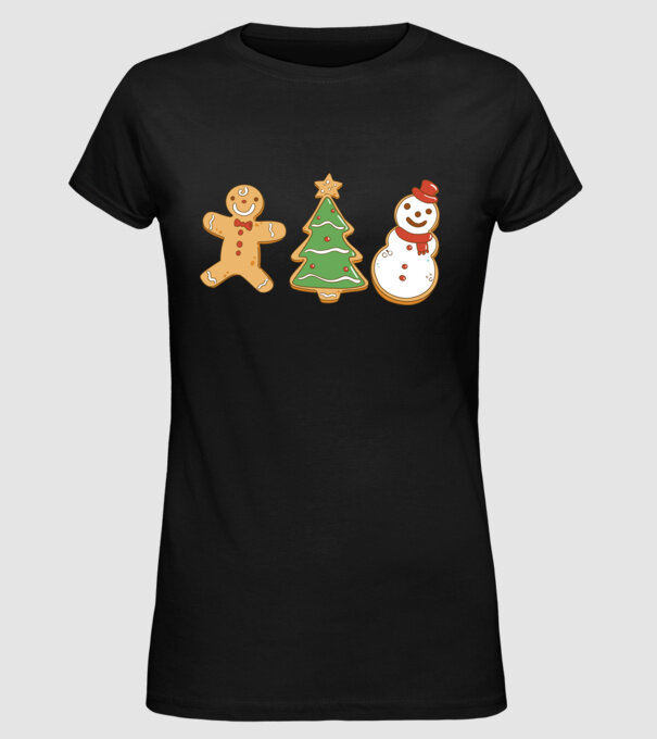 christmas cookies model negru pe tricou