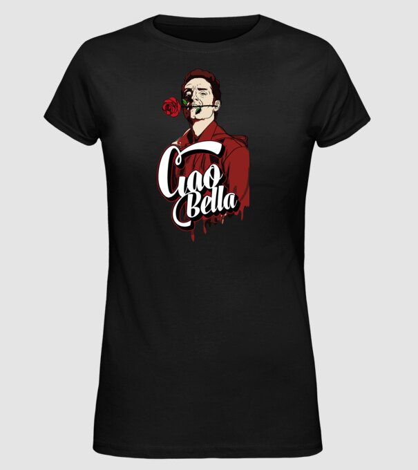 ciao bella berlin rose model negru pe tricou