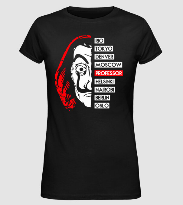 classic logo la casa de papel model negru pe tricou