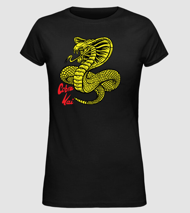 cobra kai logo color model negru pe tricou
