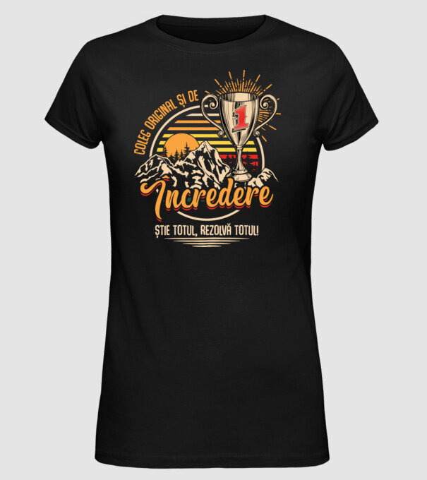coleg original și de încredere model negru pe tricou