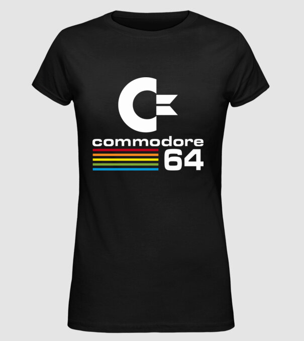 Commodore 64 logo on black model negru pe tricou
