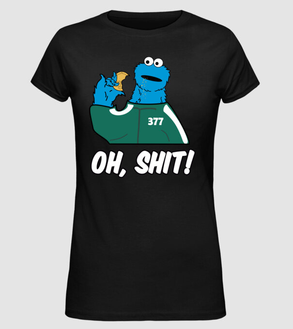 cookie monster squid game parody model negru pe tricou