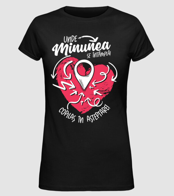 Copilaș în așteptare model negru pe tricou