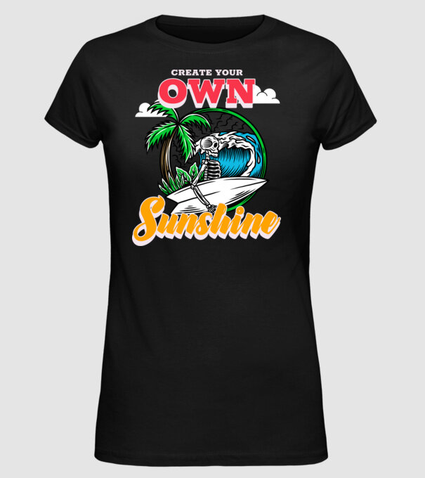 Create your own sunshine surfer skeleton model negru pe tricou