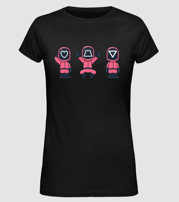 cute squid game toys model negru pe tricou