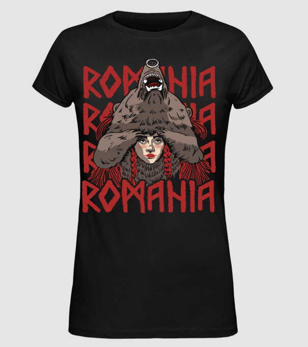 Dansul Ursului romania model negru pe tricou