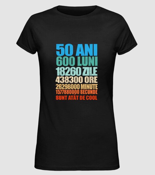 De 50 ani - luni - zile - ore - minute - secunde - sunt atât de cool model negru pe tricou
