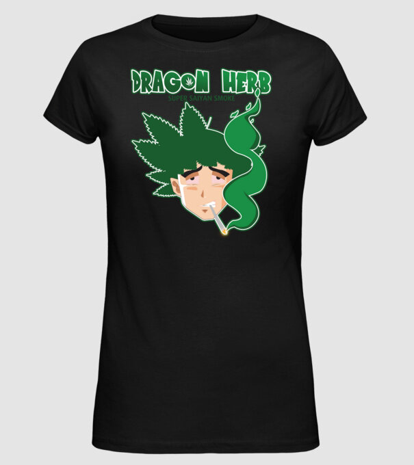 dragon herb smoke model negru pe tricou