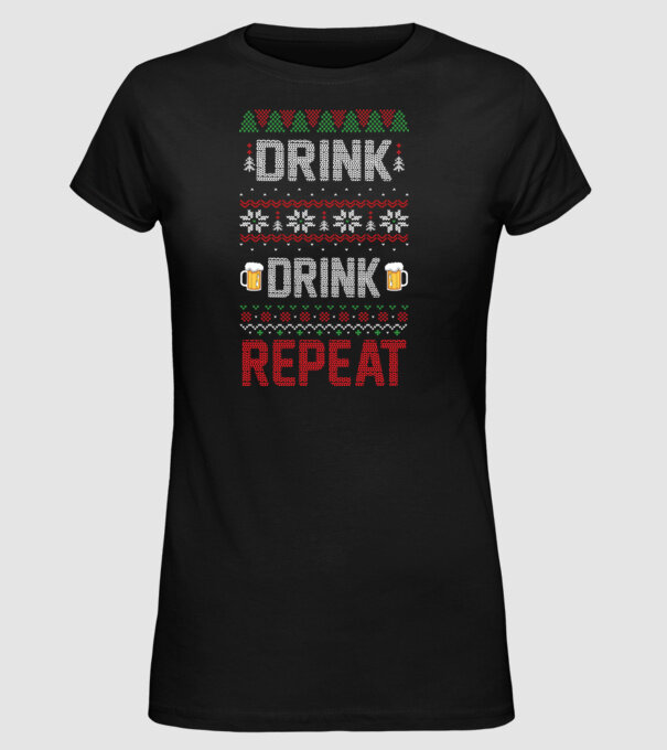 Drink drink repeat model negru pe tricou