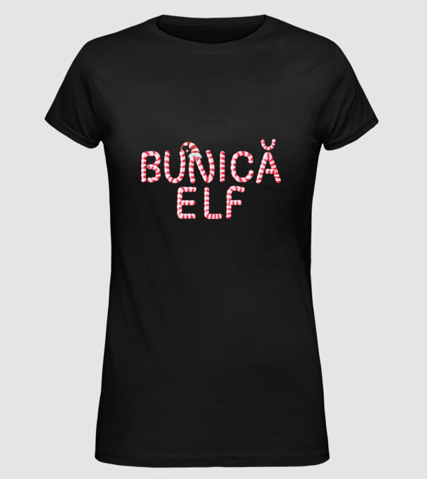 bunică elf model negru pe tricou