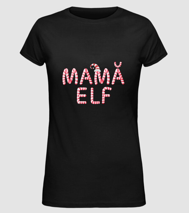 mamă elf model negru pe tricou