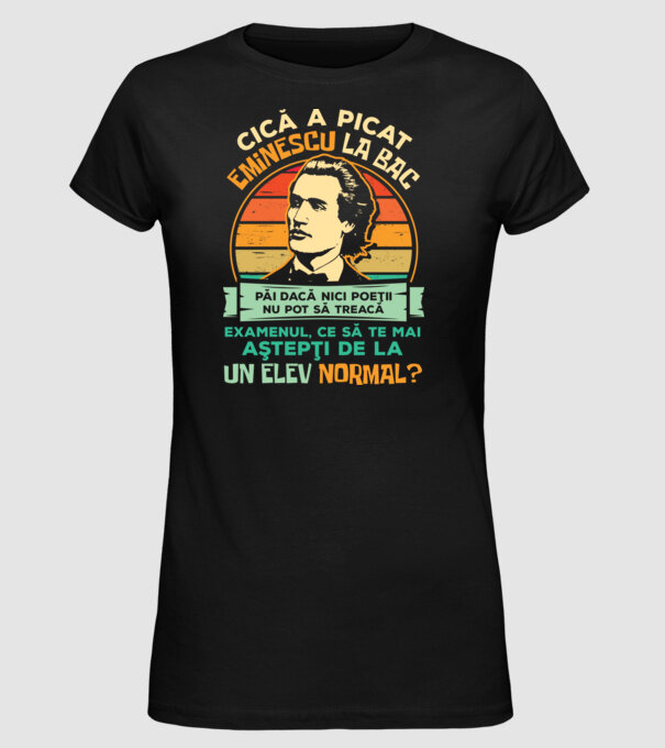 Eminescu model negru pe tricou