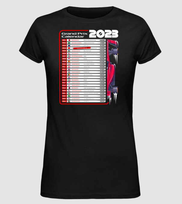 F1 Calendar TBA model negru pe tricou