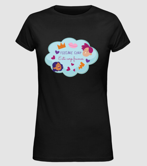 Fiecare corp model negru pe tricou